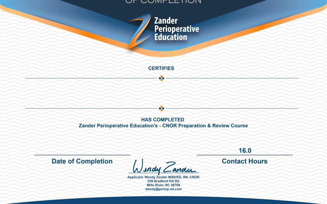 CNOR Certificate of Completion 100122